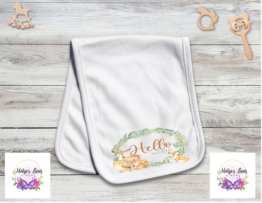 HELLO WORLD BURP CLOTH BUY 3 FOR $10.00