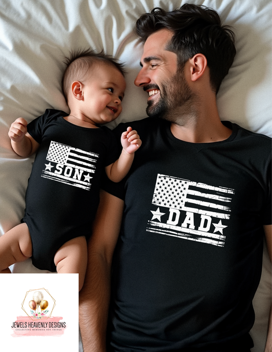 AMEICAN FLAG DAD AND SON