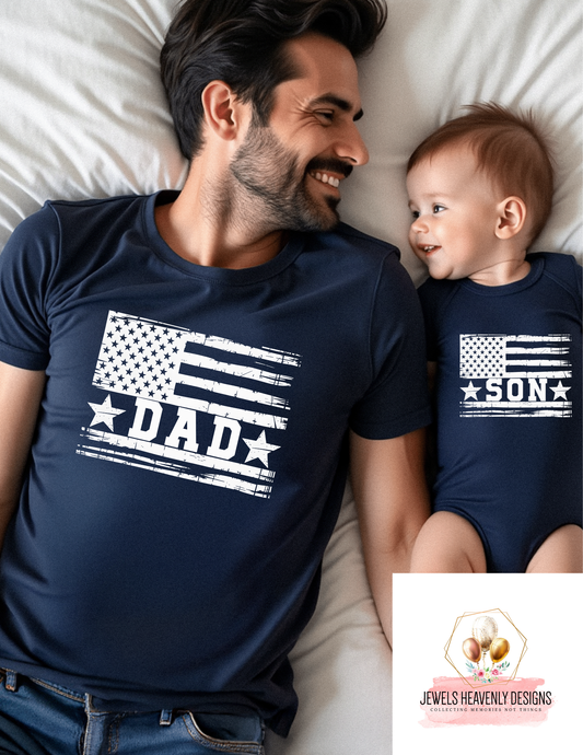 AMEICAN FLAG DAD AND SON