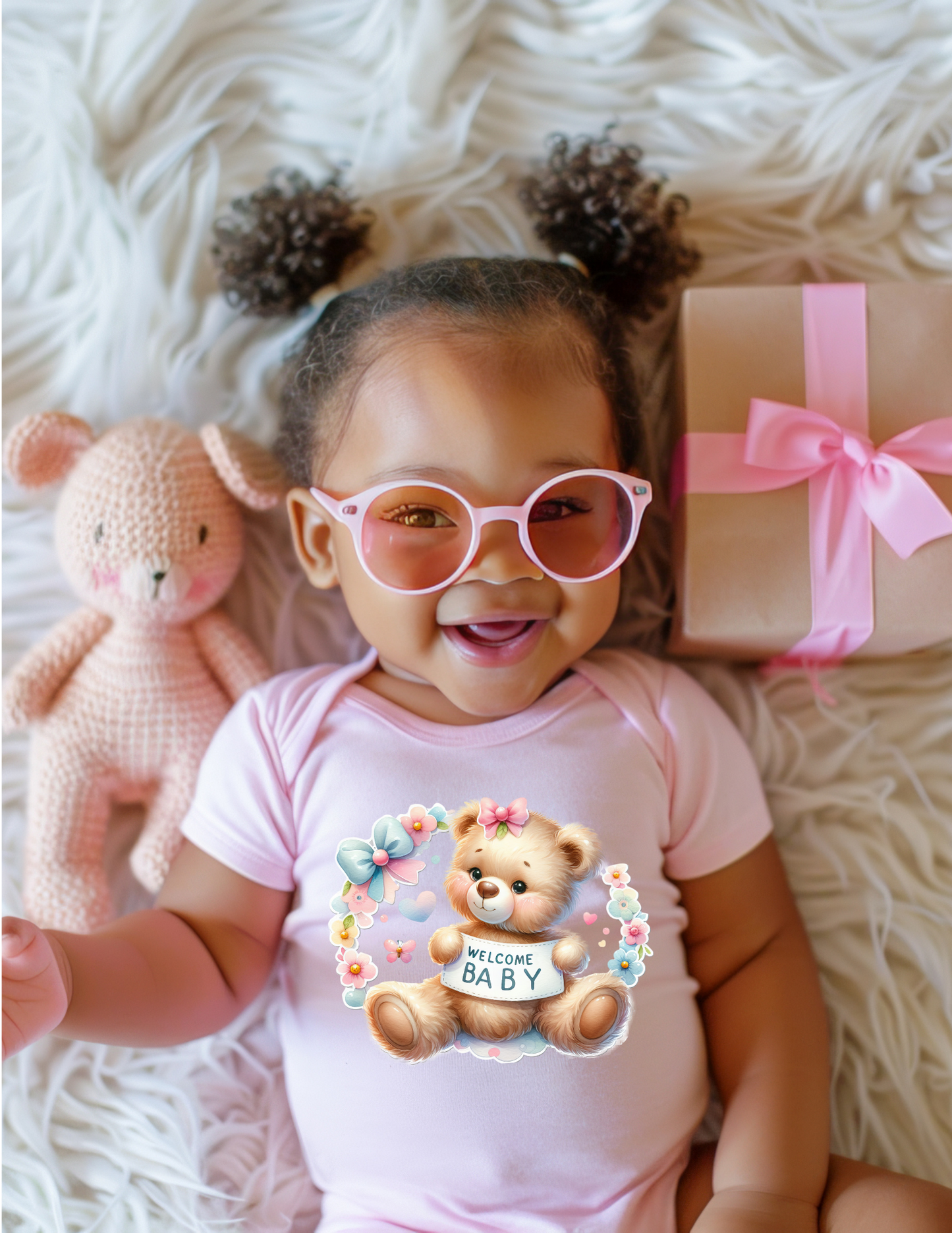 WELCOME BABY TEDDY BEAR SERIES FLORAL GARLAND
